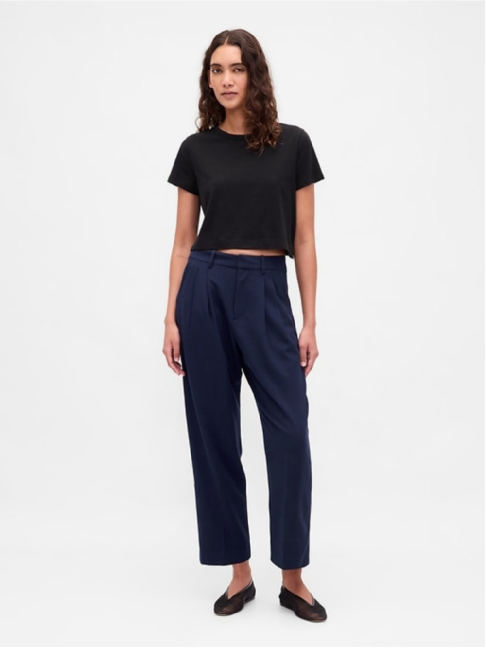 GAP 365 High Rise Brushed Twill Taper Ankle Trousers Navy Blue Pants Size 12 NWT